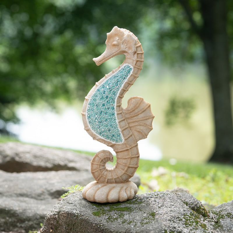 Evergreen Statuary,Mosaic Sand Seahorse Statuary,5.31x7.28x16.34 Inches