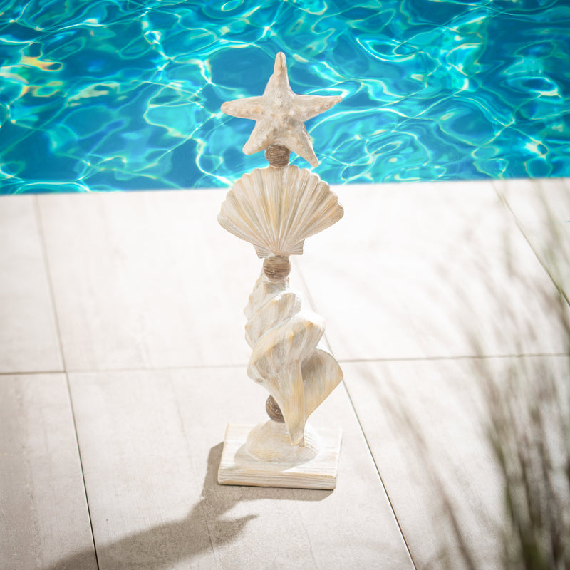 Evergreen Statuary,3 Tier Seashell Statuary,5.31x4.92x17.52 Inches