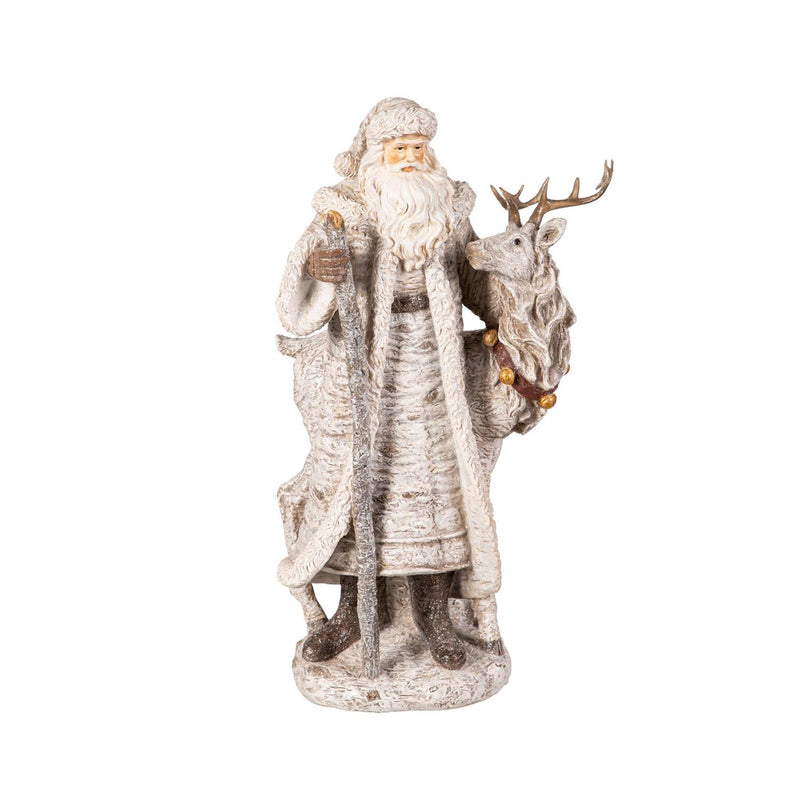15"H Santa With Reindeer Statuary