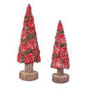 LED Poinsettia Christmas Trees On Base Statue, Set of 2,84g5337