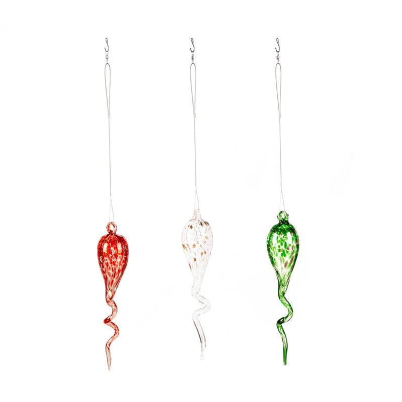 Hanging Art Glass Swirl Garden Decor, Set of 3,84g5349