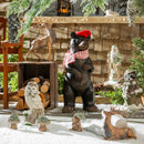 30" Black Bear Statue With Removable Outerwear,84g5352