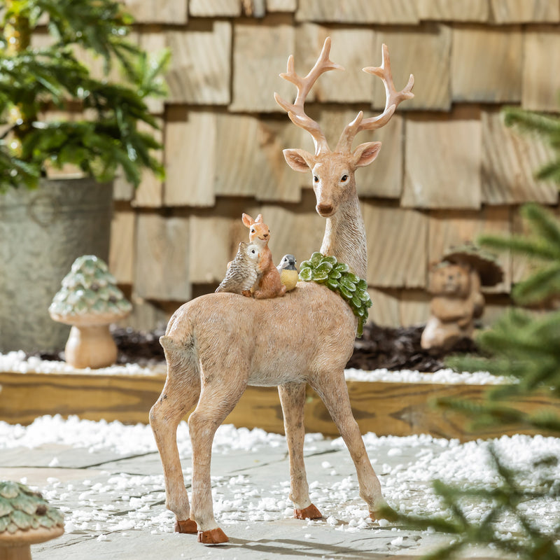 Snowy Deer & Friends Statue,84g5353