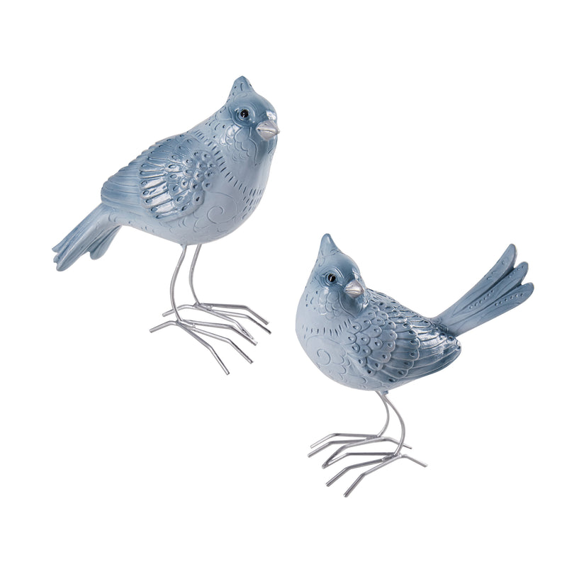 Resin Grey Bird Statues, Set of 2,84g5375