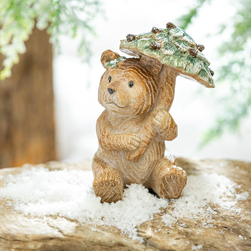 Winter Bear With Mushroom Statue,84g5376