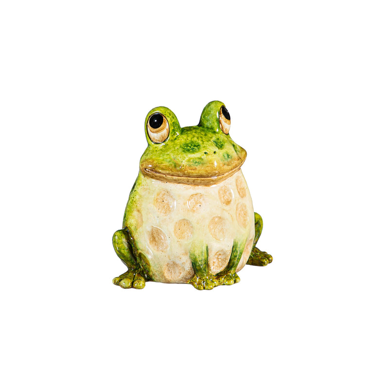 Pollinator Garden Statue, Ceramic Frog Family Statue, Set of 3, 7"H