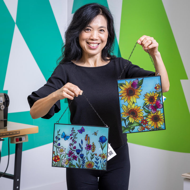 Floral Stained Glass Wall Decor, 8" L x 10" H