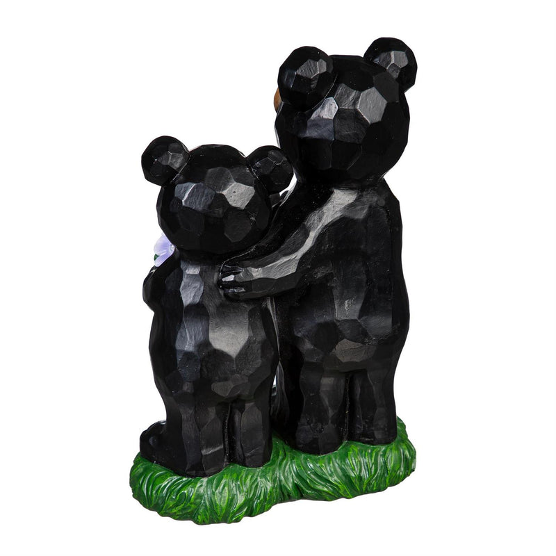 Resin Bear With Cub Floral Statue, 7"H