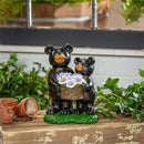 Resin Bear With Cub Floral Statue, 7"H