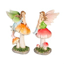 Resin Fairy Sitting On Mushroom Statue, 6"H