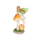Resin Fairy Sitting On Mushroom Statue, 6"H