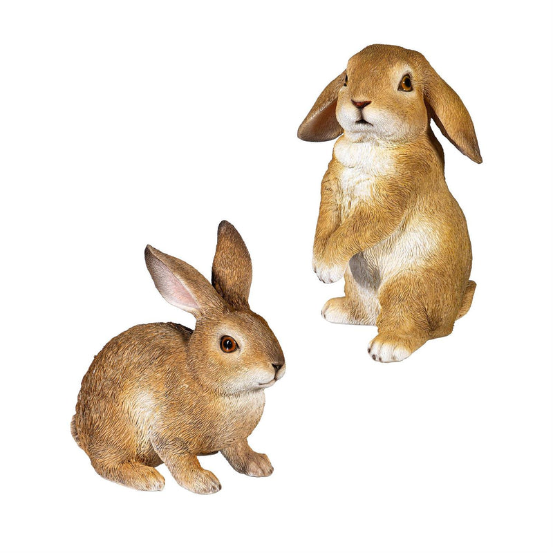 Resin Brown Rabbit Statue, 9"H