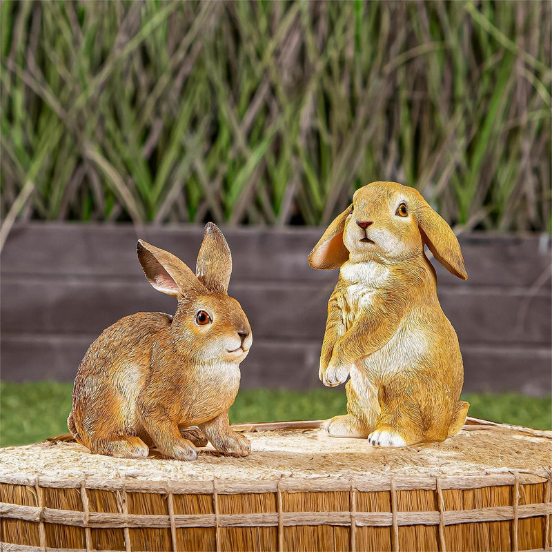 Resin Brown Rabbit Statue, 9"H