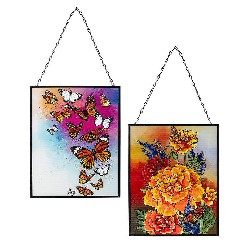 Mariposa Melody Stained Glass Wall Decor, 8" L x 10" H