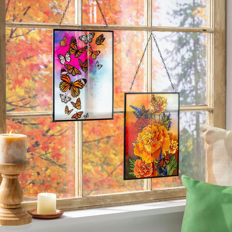 Mariposa Melody Stained Glass Wall Decor, 8" L x 10" H