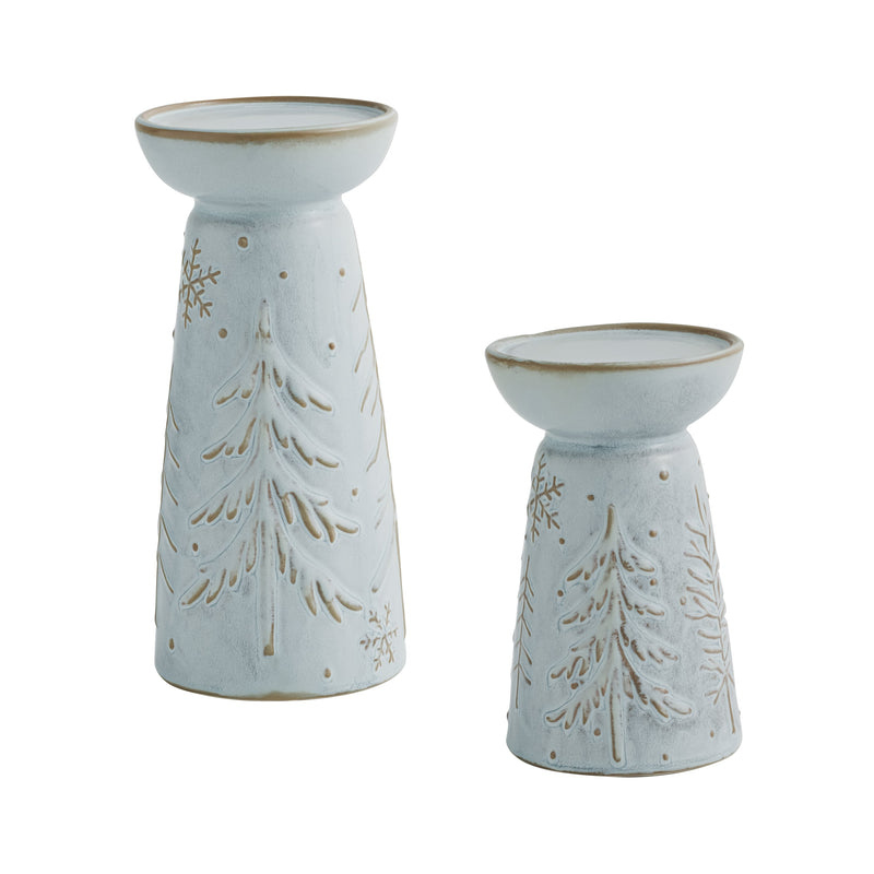 Ceramic Candle Holder Set, Winter Frost,8chc9914