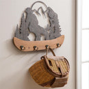 Metal and Wood Mountain Wall Décor with Hooks