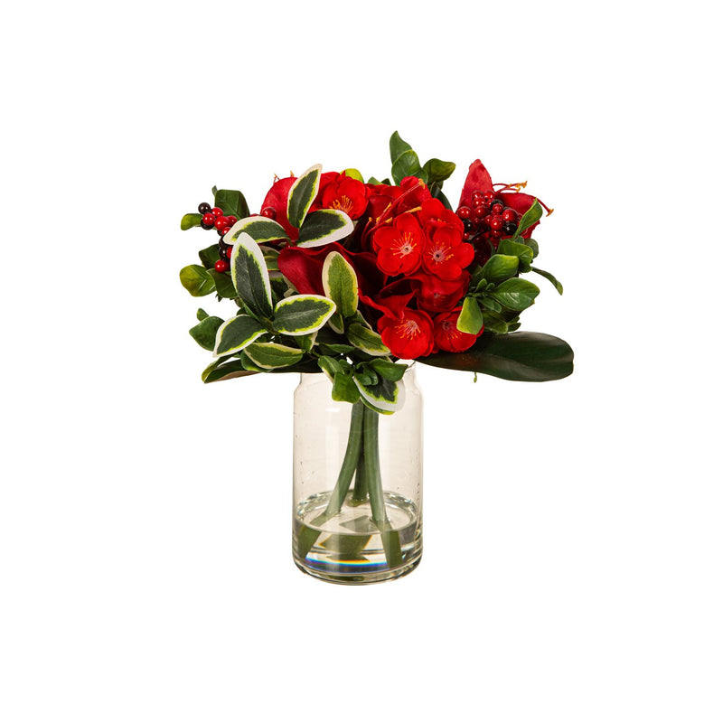 12" Faux Amaryllis Florals in Faux Water Vase,8flp327