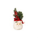 Greenery and Berry Artificial with Santa and Snowman Pot, in Wooden Crate