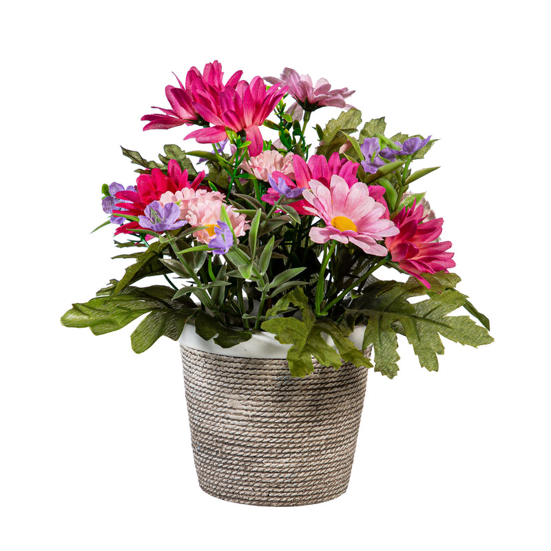 Artificial Floral Arrangement in Basket Table Decor, 9"H