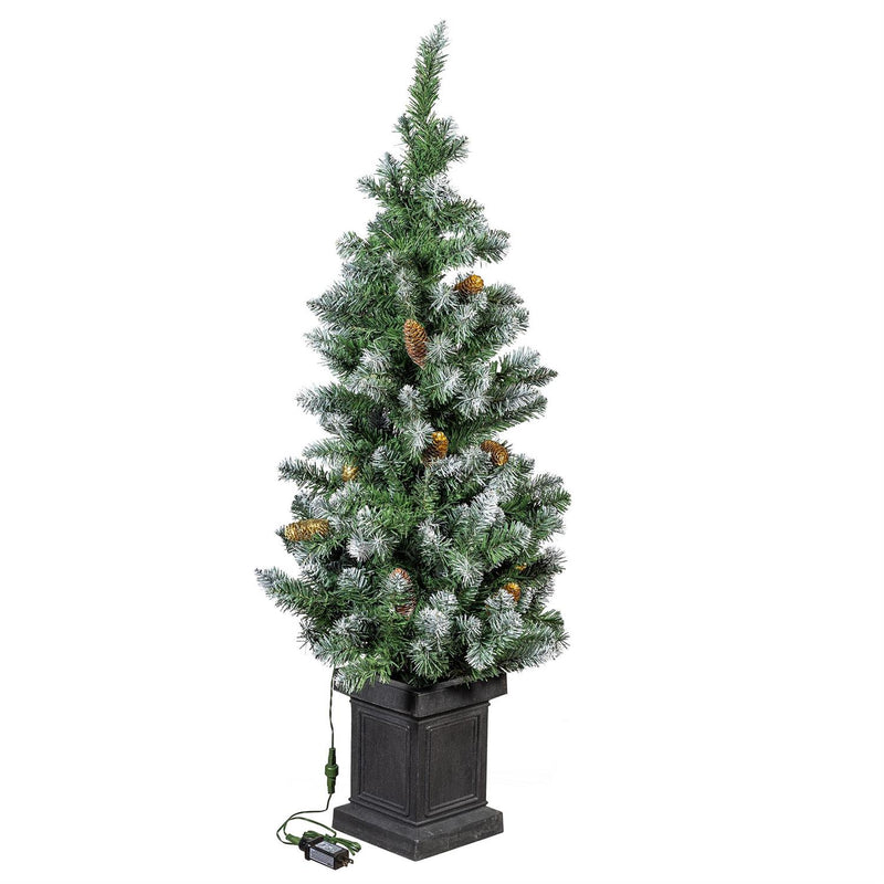 Shades of Green Tree Artificial LED Pine Cone in Pot, 47"H