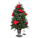 Holiday Poinsettia Tree  Artificial Pine LED in Pot, 47"H
