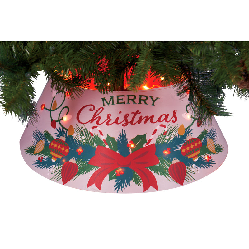 25" LED Merry Christmas Fabric Tree Collar,8ftc004