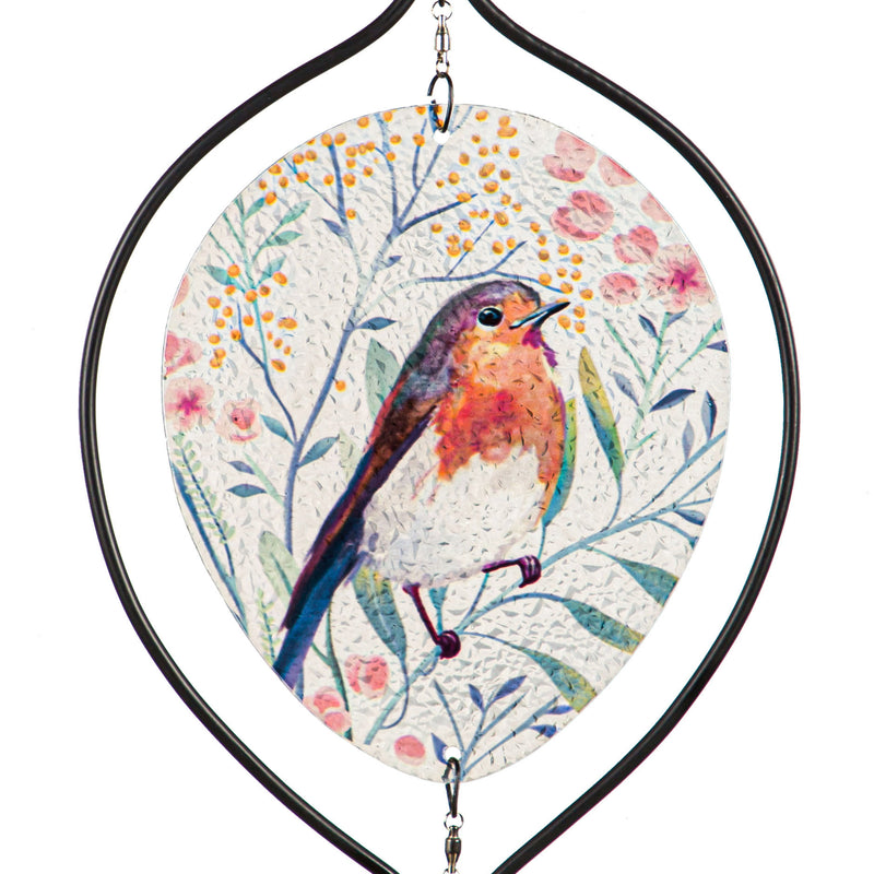 Evergreen Garden Accents,Glass Bird Windspinner Hanging Décor, 3 Asst,10x22x2.36 Inches