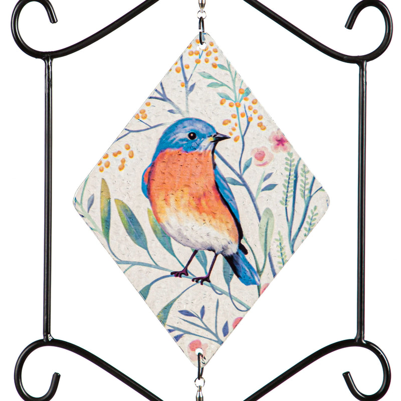 Glass Bird Windspinner Hanging Decor, 3 Asst,8hdg030