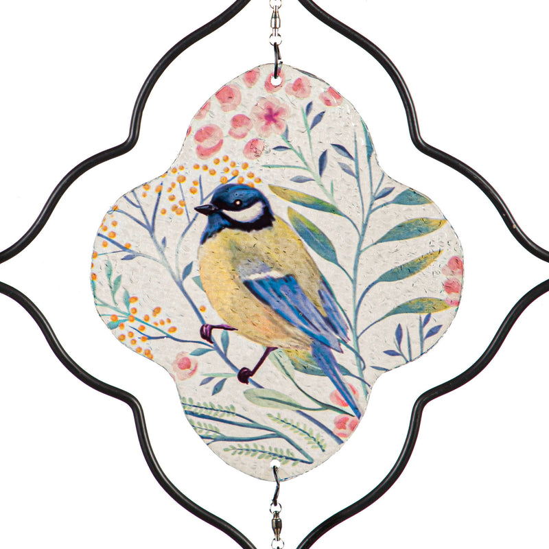 Evergreen Garden Accents,Glass Bird Windspinner Hanging Décor, 3 Asst,10x22x2.36 Inches