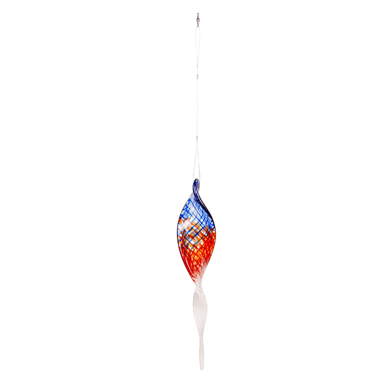 Red, White, & Blue Hanging Art glass Outdoor Ornament, Set of 3,8hdg041