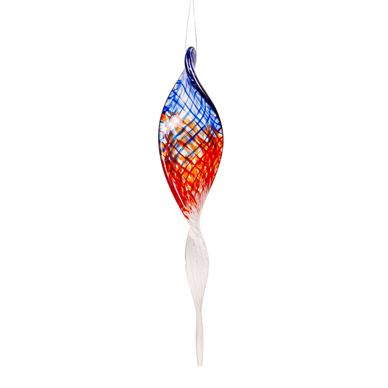 Red, White, & Blue Hanging Art glass Outdoor Ornament, Set of 3,8hdg041