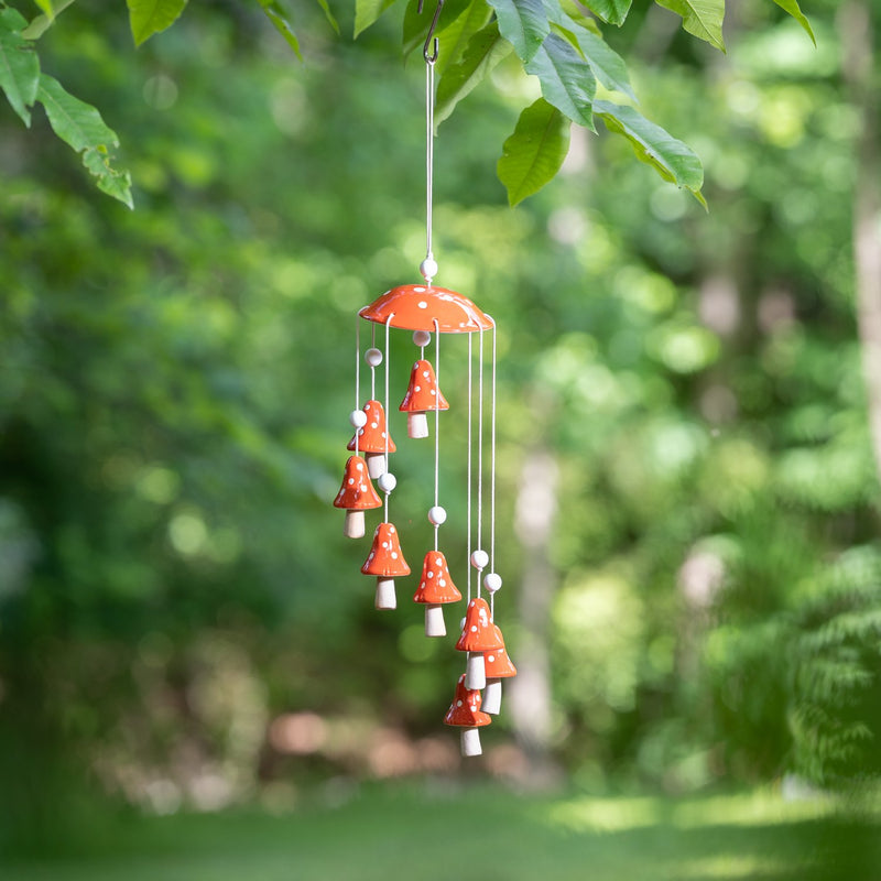 Red Mushroom Ceramic Hanging Garden Décor,8hdg050