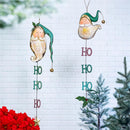 Traditional Santa Garden Accent, Metal Hanging Decor, Santa "Ho, Ho, Ho", Asst of 2