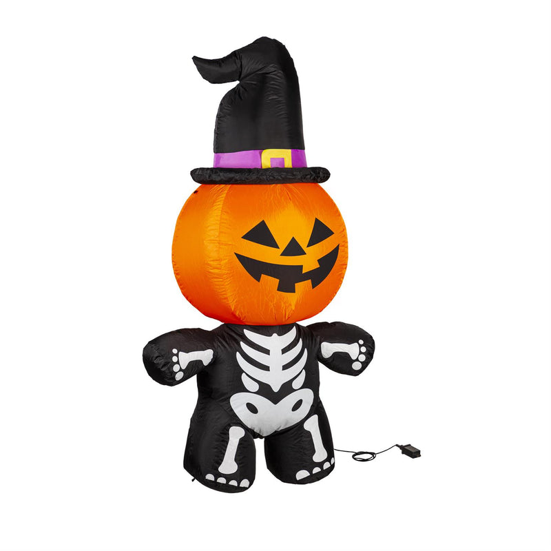 LED EverInflatable, Jack-O-Lantern Head Skeleton, 3 Ft