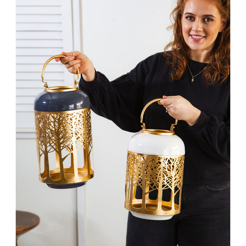 Lasercut Metal Lanterns, Set of 2