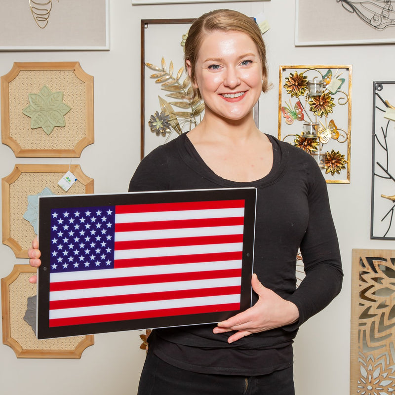 LED Wall Decor, Rectangle, American Flag,8led001rt