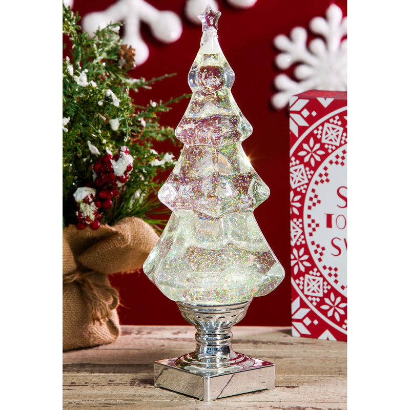 LED Liquid Motion Glitter Christmas Tree Table Decor,8led006a