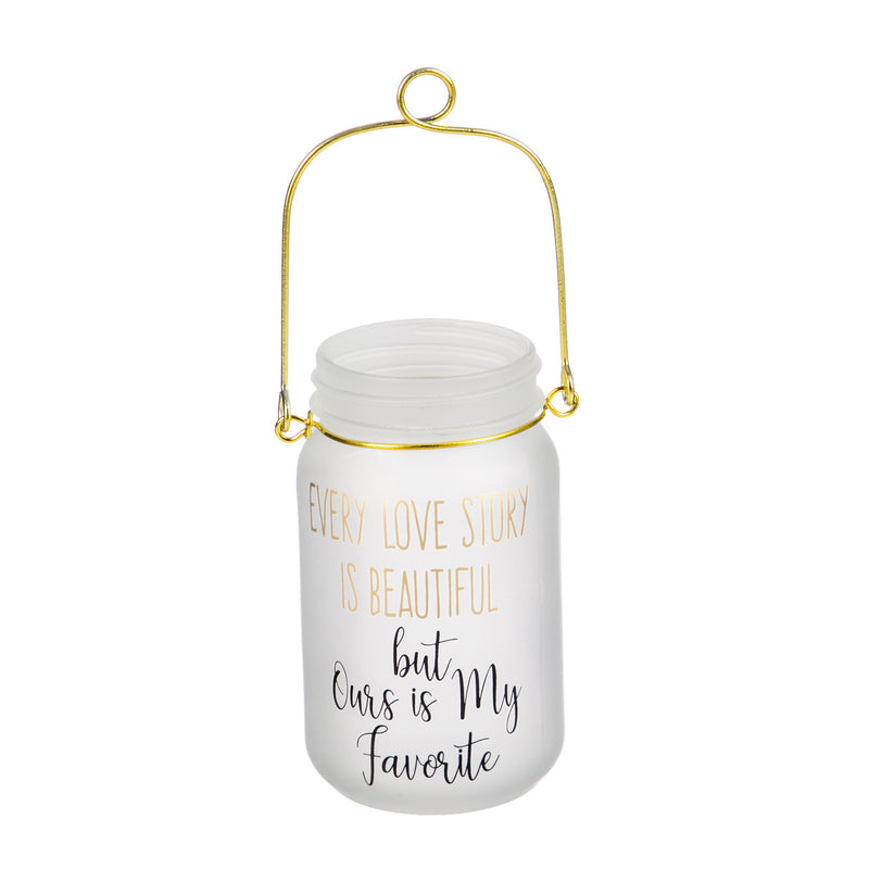 Glass Mason Jar w/ String Lights, Every Love Story,8led130b