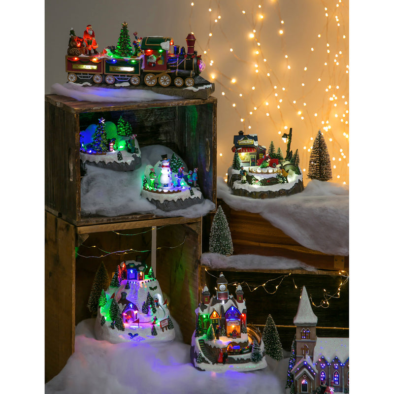 8'' LED Train Station Scene with Animated Train and 8 Holiday Songs,8led368