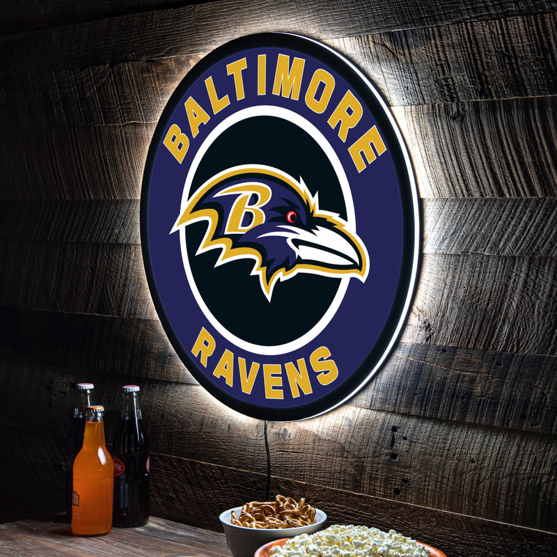 Baltimore Ravens NFL Football Large Round Edgelite LED Decor