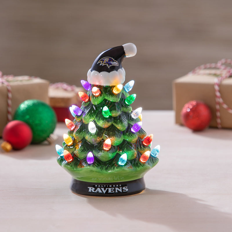 8" LED Ceramic Christmas Tree, Baltimore Ravens,8led3802t