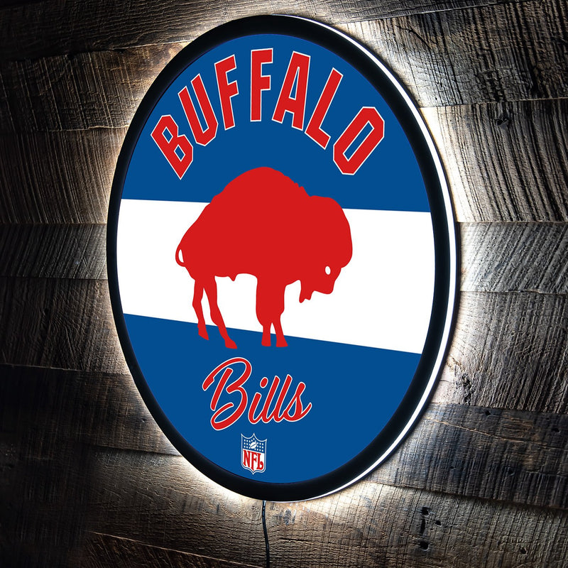 Buffalo Bills NFL Football Large Round Vintage Edgelite LED Decor