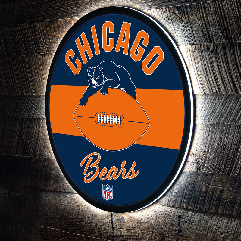 Chicago Bears NFL Football Large Round Vintage Edgelite LED Decor