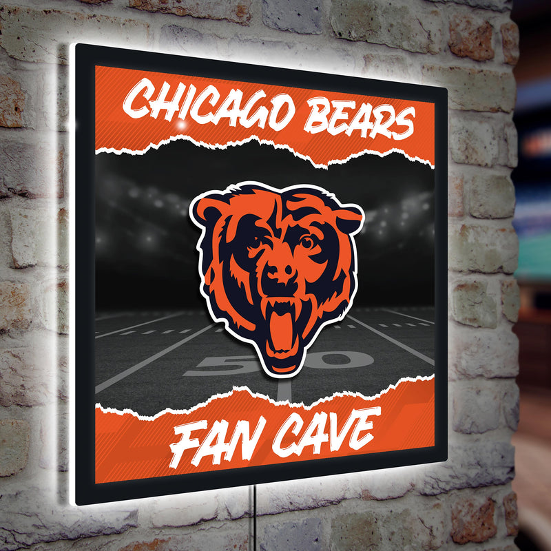 Chicago Bears 23"H x 23"L LED Wall Decor, Edgelite, Square