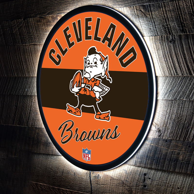 Cleveland Browns NFL Football Large Round Vintage Edgelite LED Decor