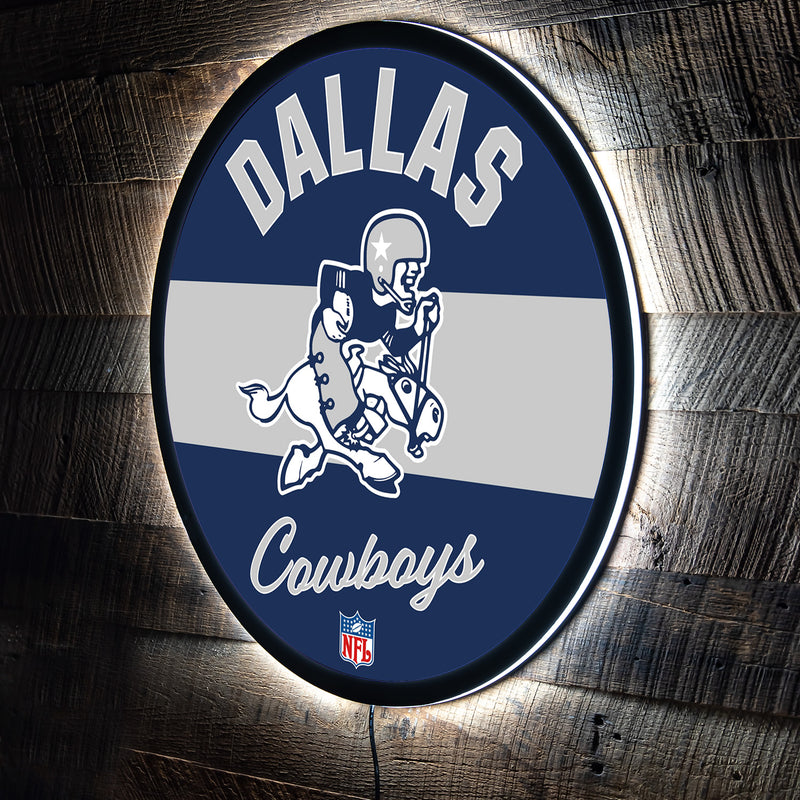 Dallas Cowboys NFL Football Large Round Vintage Edgelite LED Decor