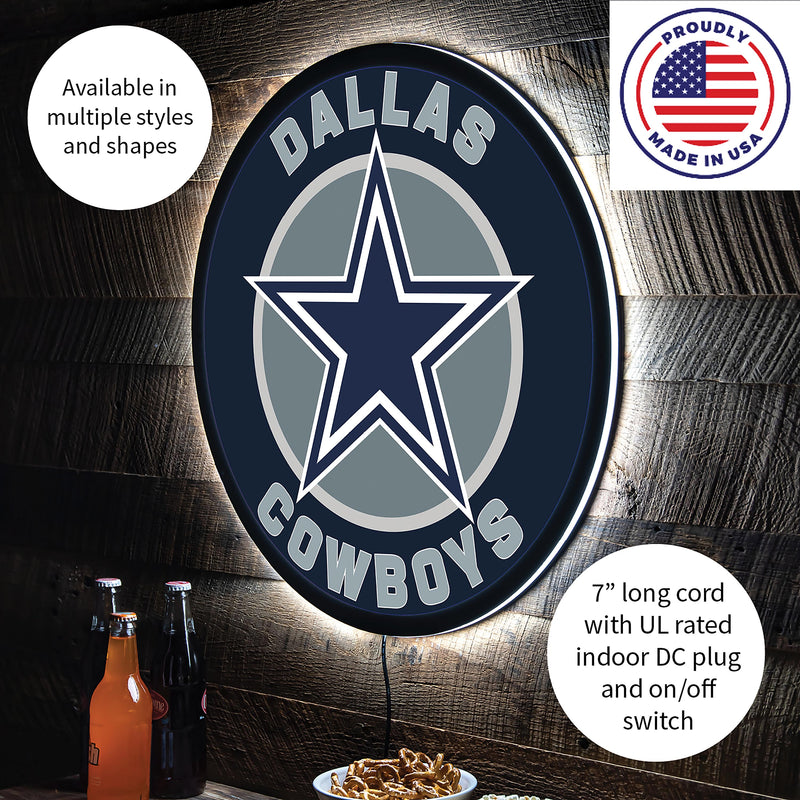Dallas Cowboys NFL Football Large Round Edgelite LED Decor