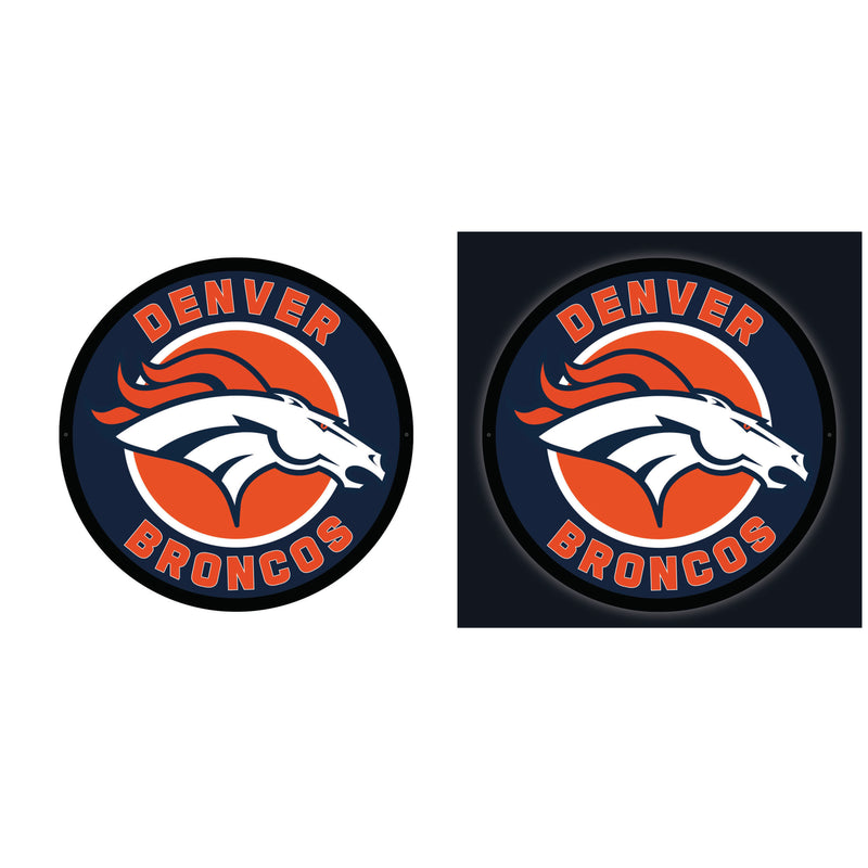 Denver Broncos NFL Football Large Round Edgelite LED Decor
