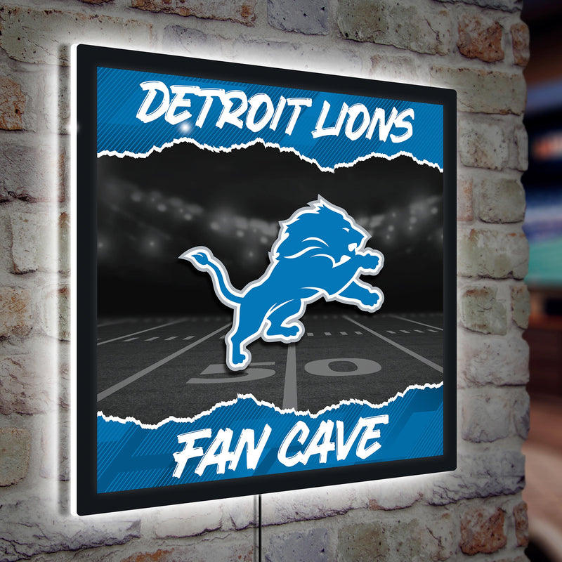 Detroit Lions 23"H x 23"L LED Wall Decor, Edgelite, Square
